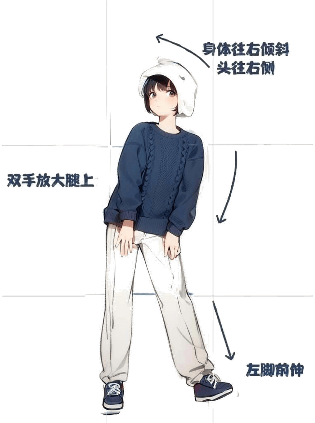 俏皮侧身站立