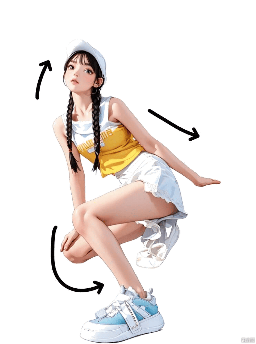 俏皮侧身蹲姿