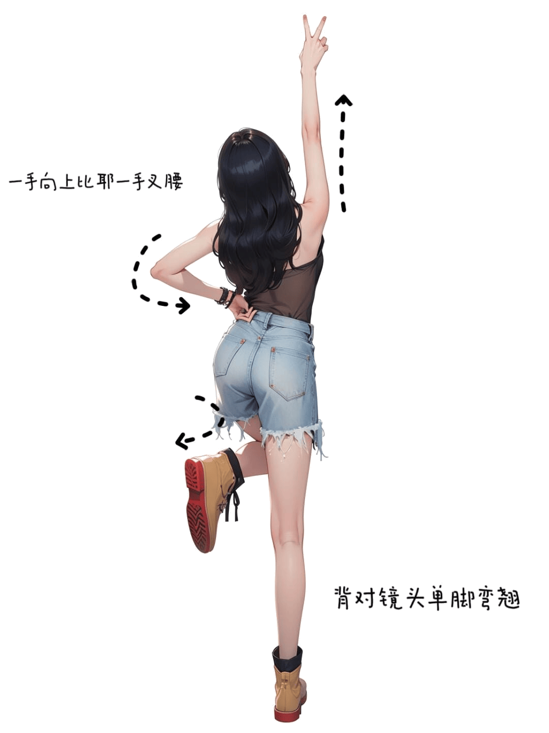 俏皮回头比耶