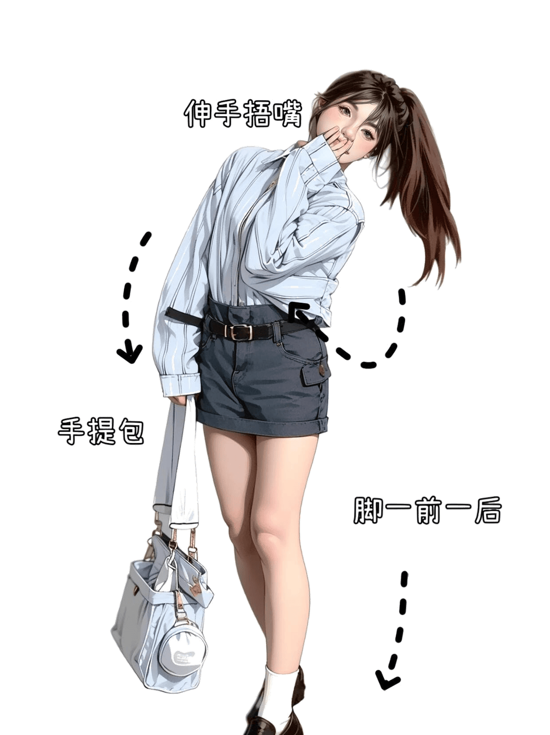 俏皮捂嘴站姿