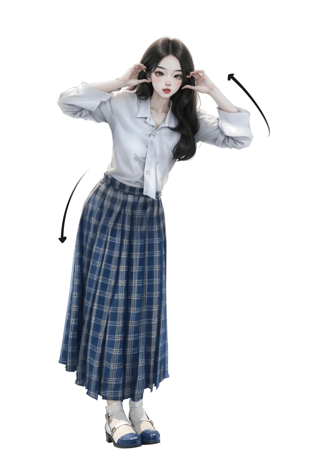 俏皮撩发站姿