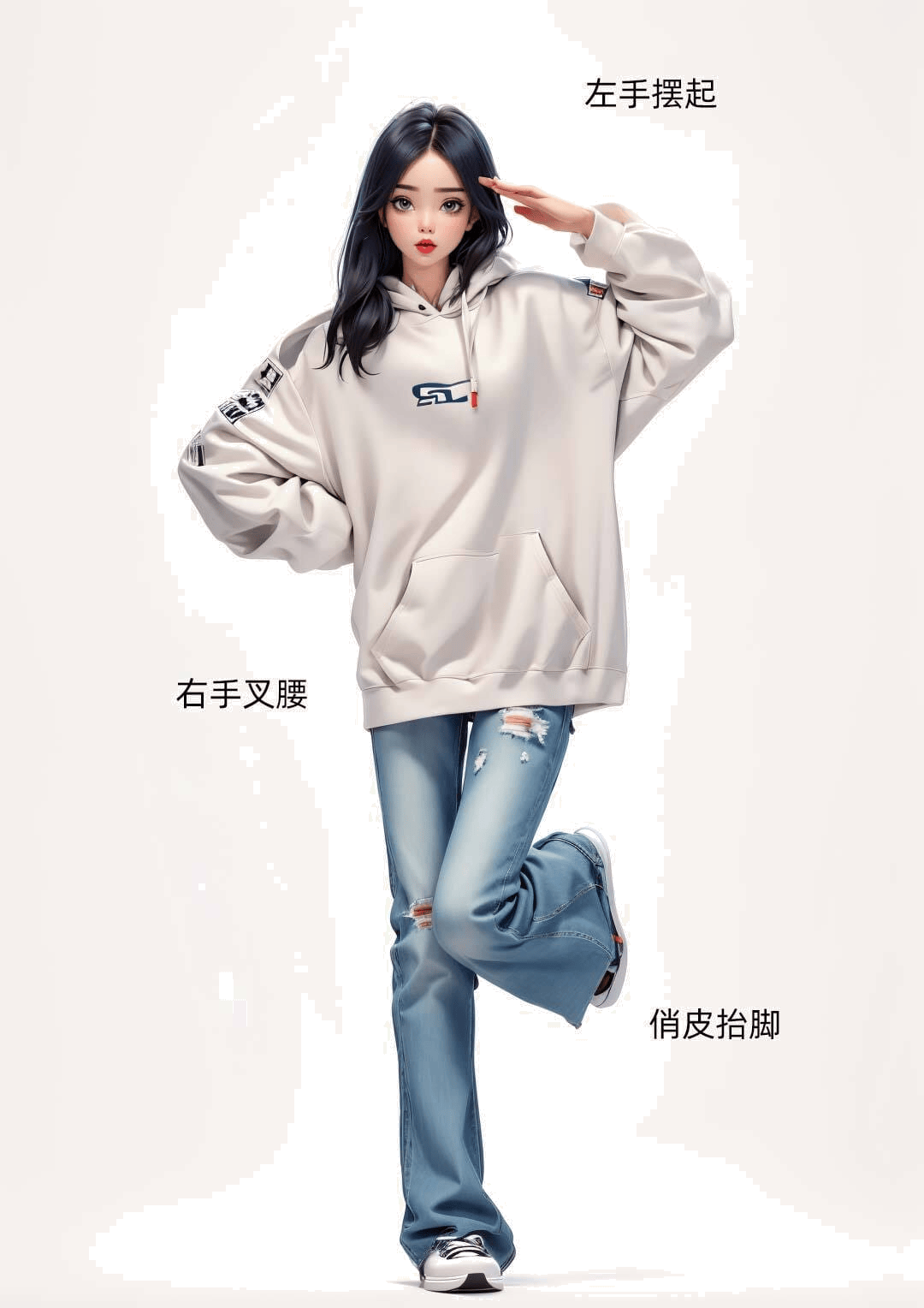 俏皮敬礼姿势