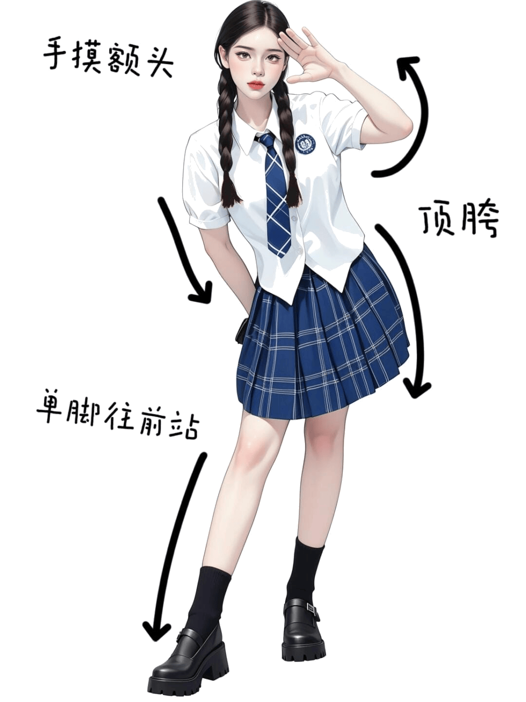 俏皮敬礼顶胯