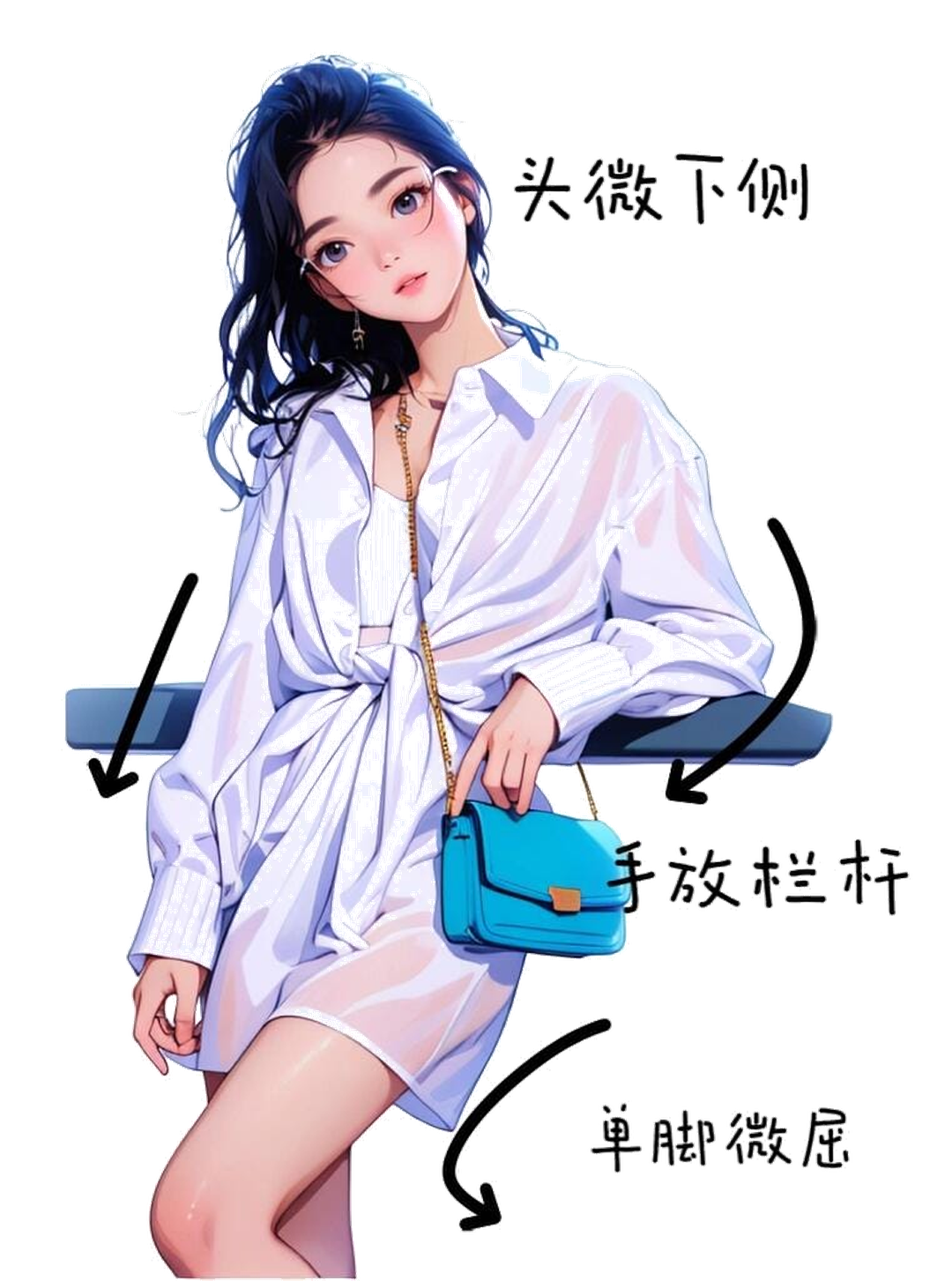 倚靠栏杆微屈膝