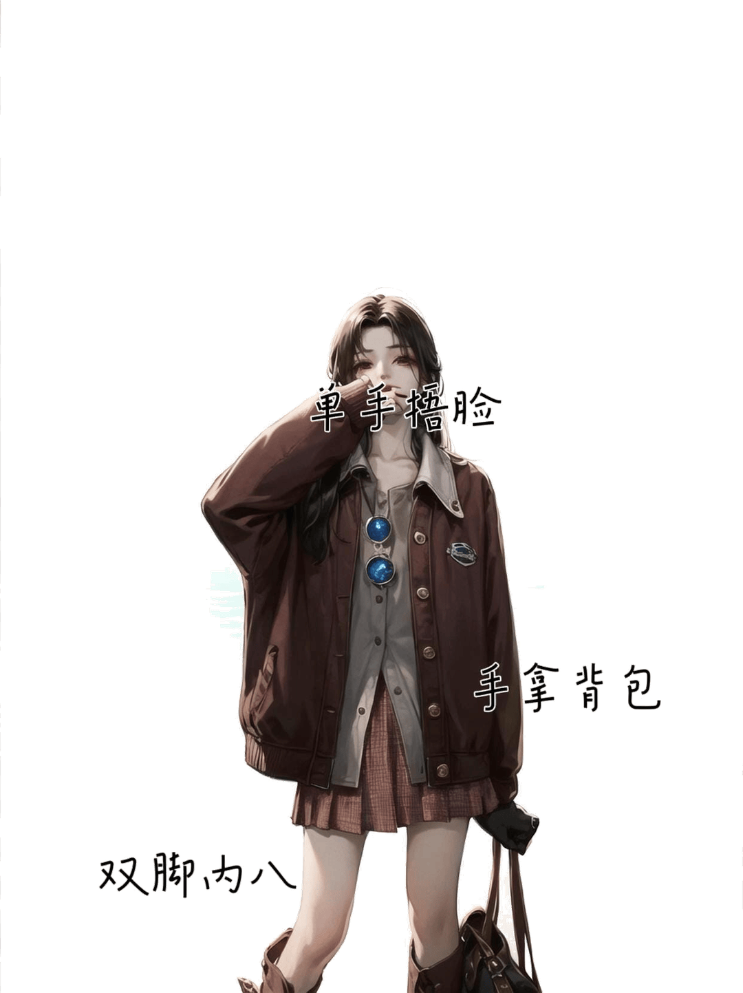 内八捂脸拿包