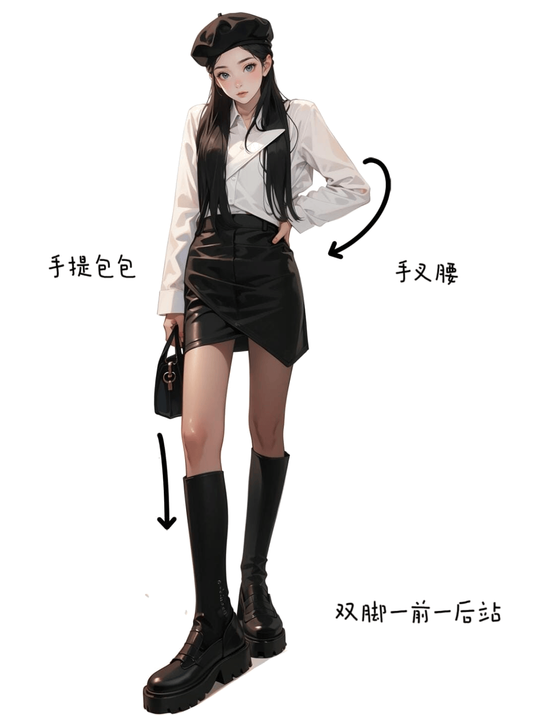 前后脚叉腰站