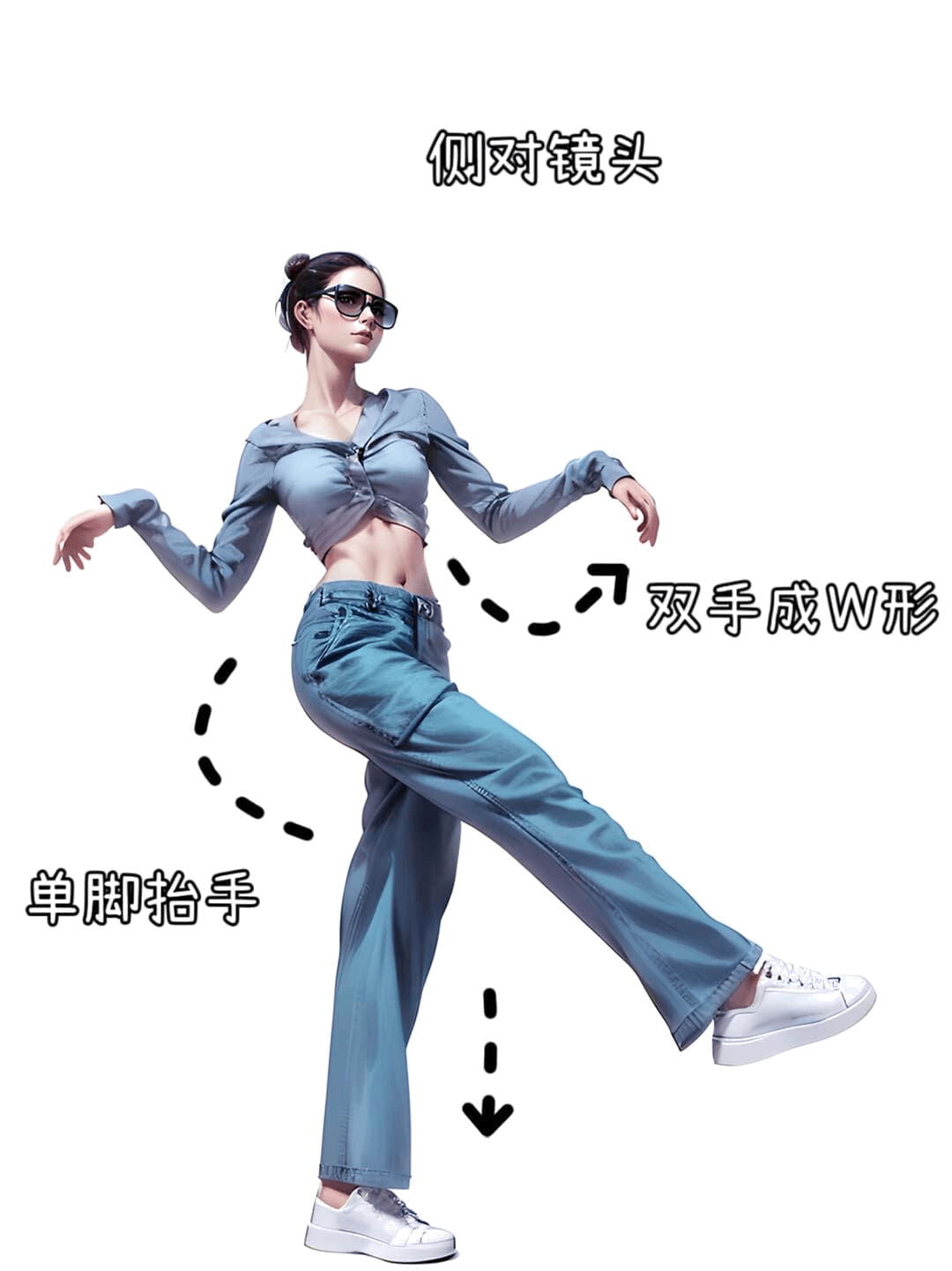 动感侧身W手姿