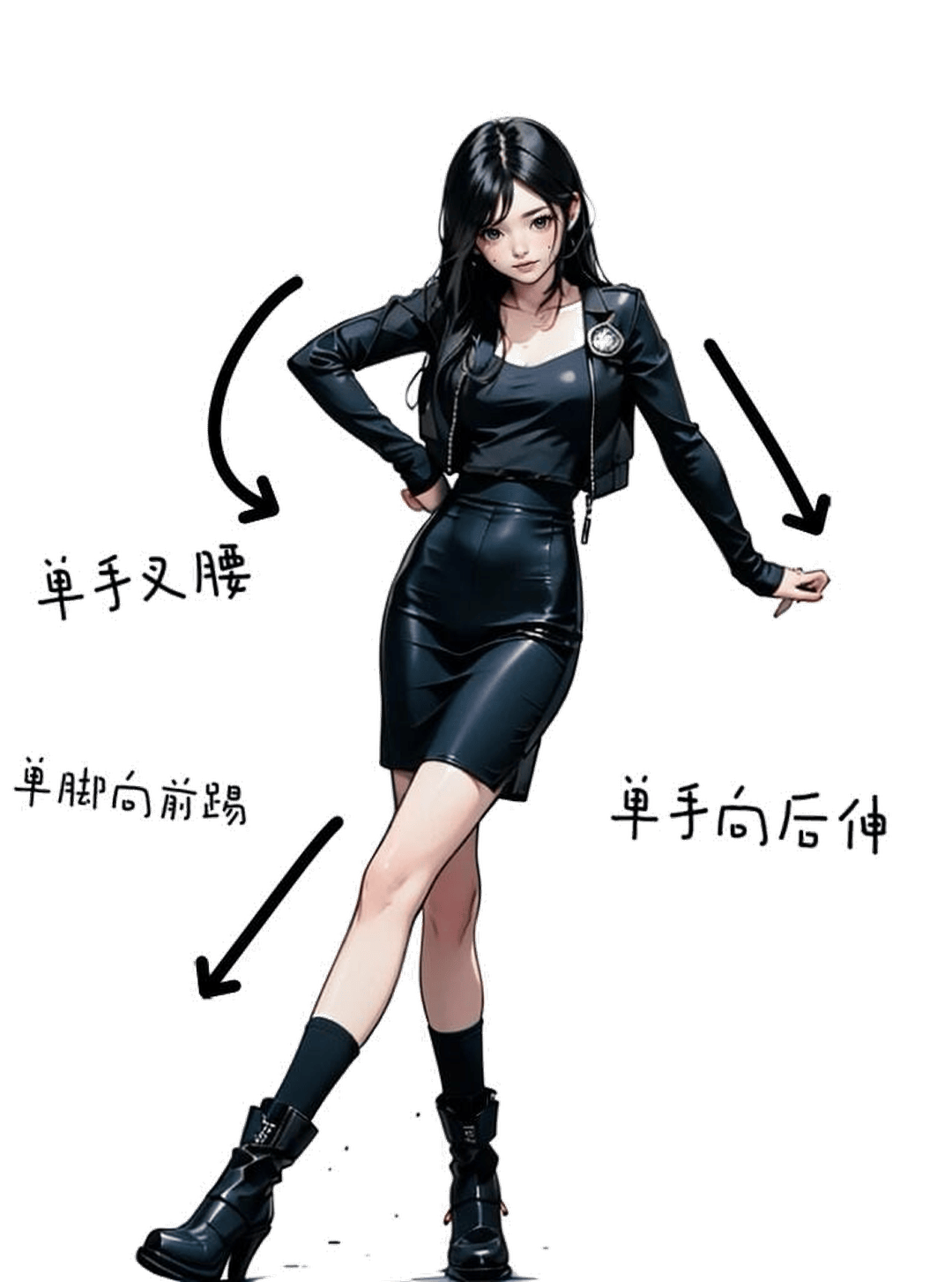 单手叉腰踢腿