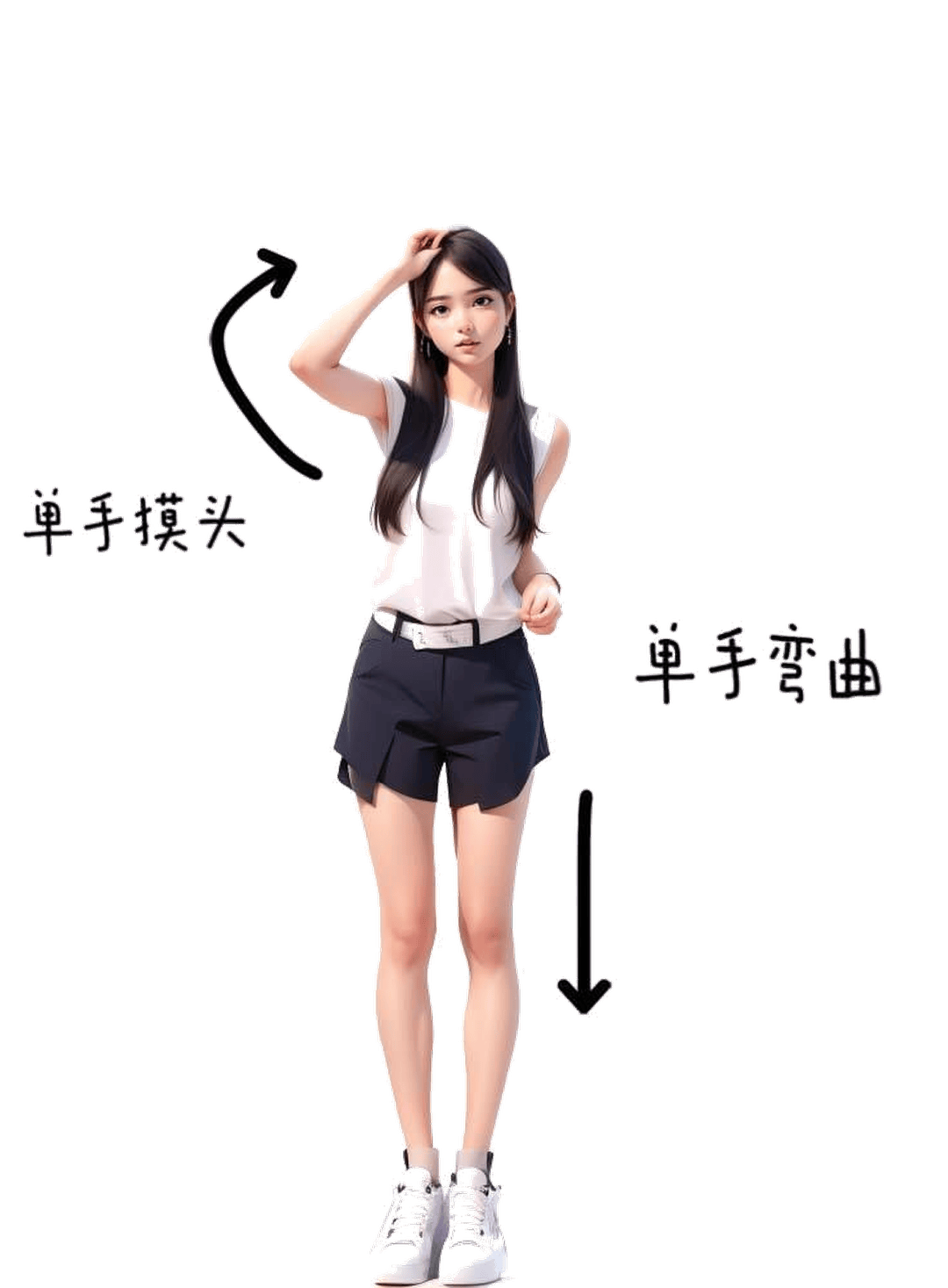 单手抚头优雅立