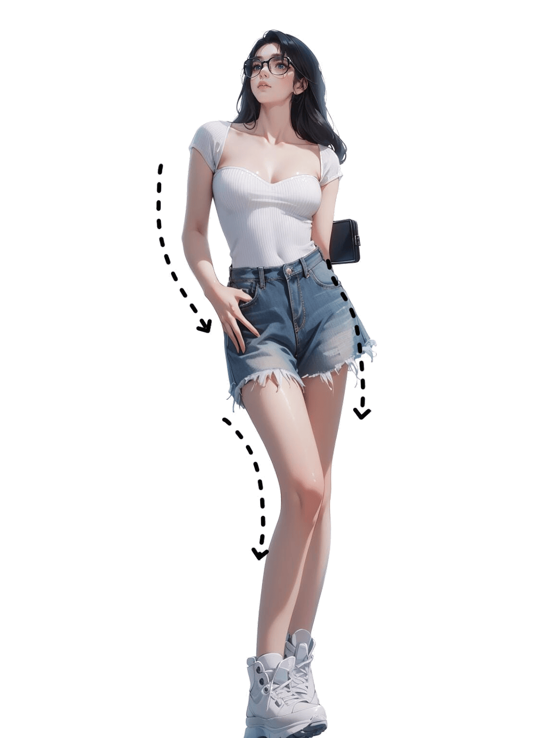 单手插兜侧身