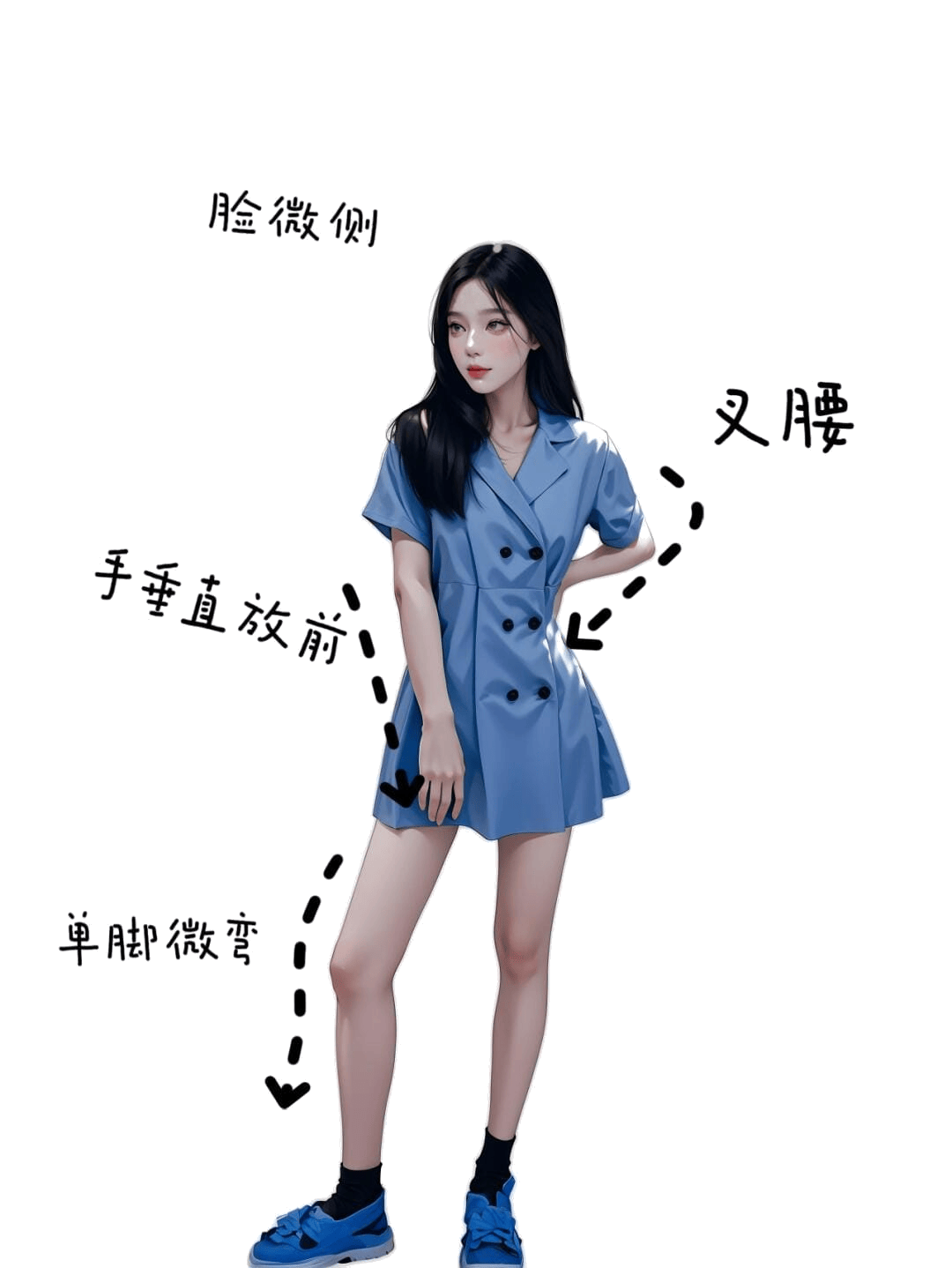 单手插腰酷飒