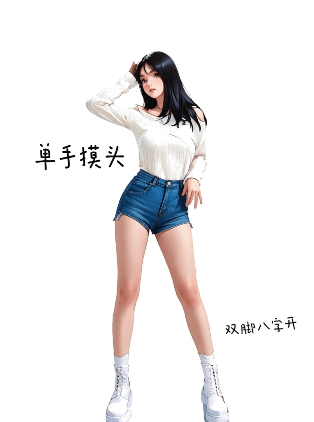 单手摸头八字步
