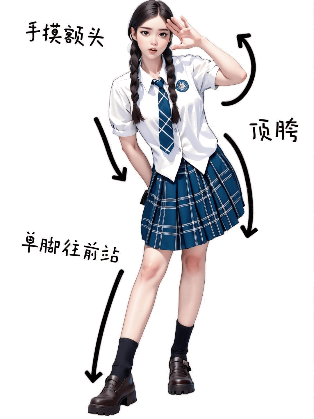 单手摸额顶胯