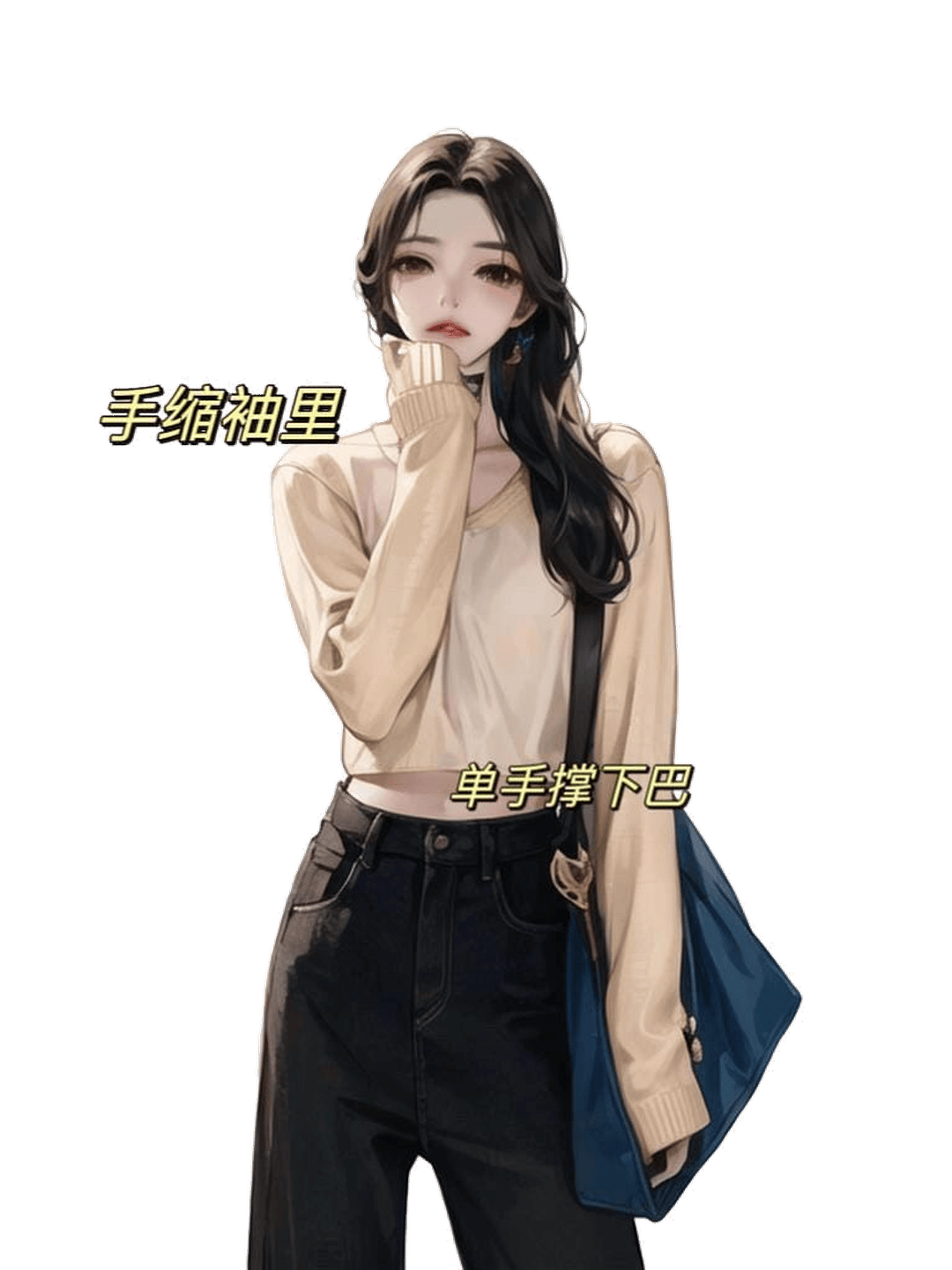 单手撑下巴沉思
