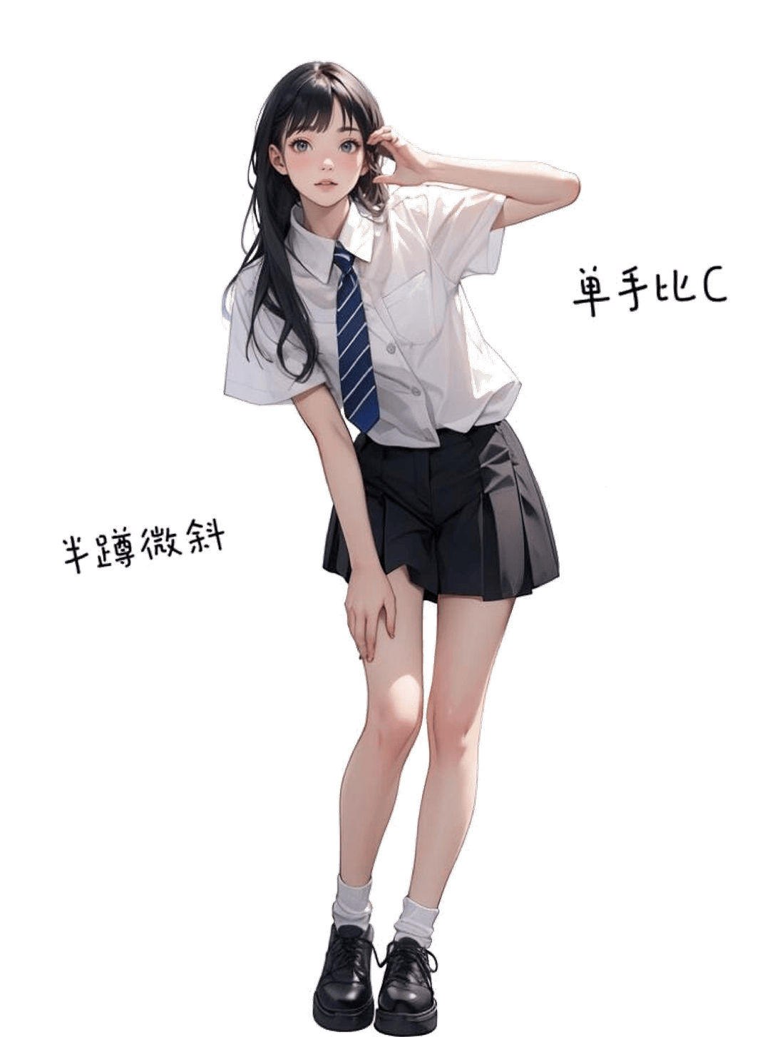 单手比C半蹲
