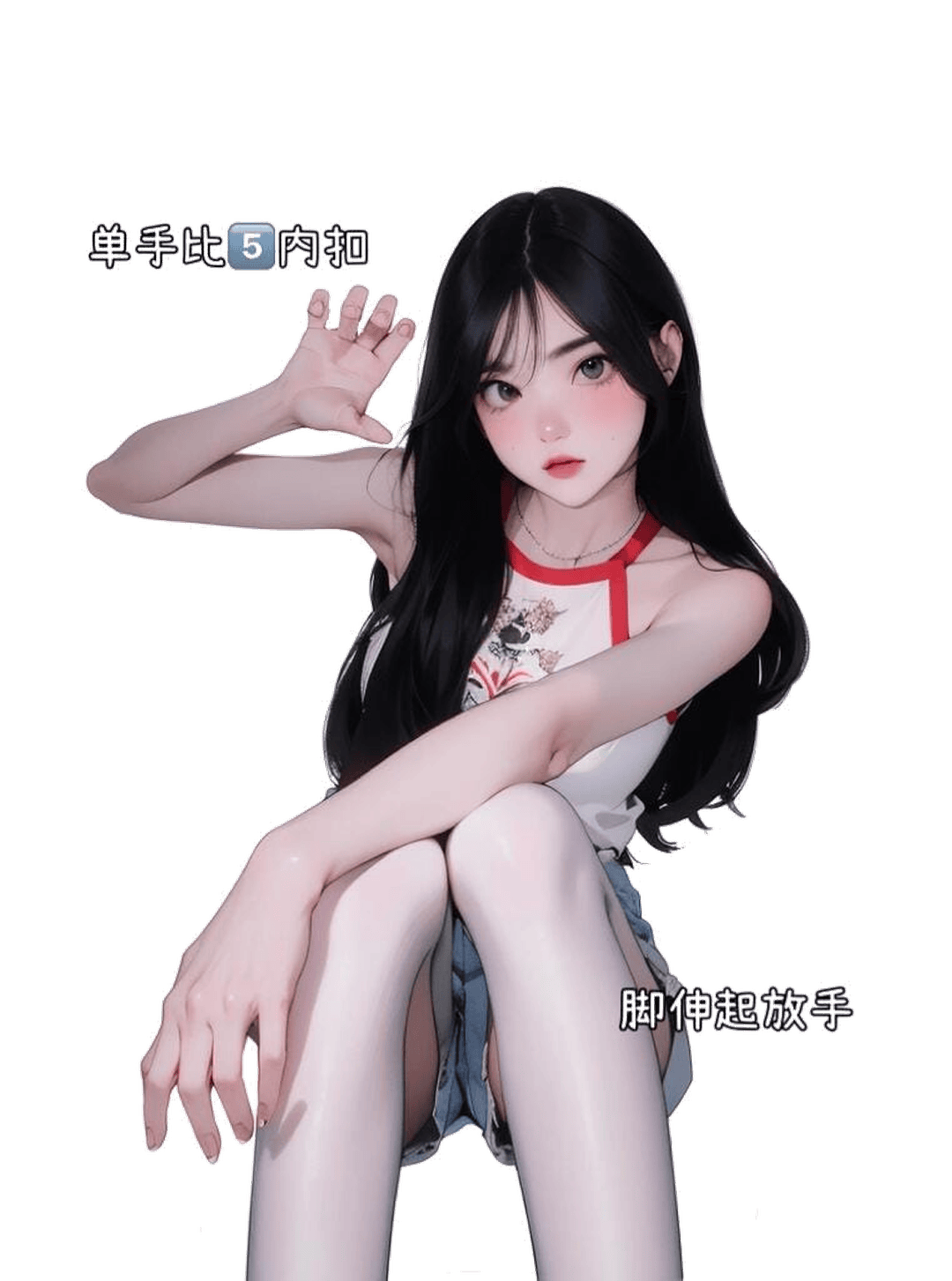 单手比五内扣坐姿