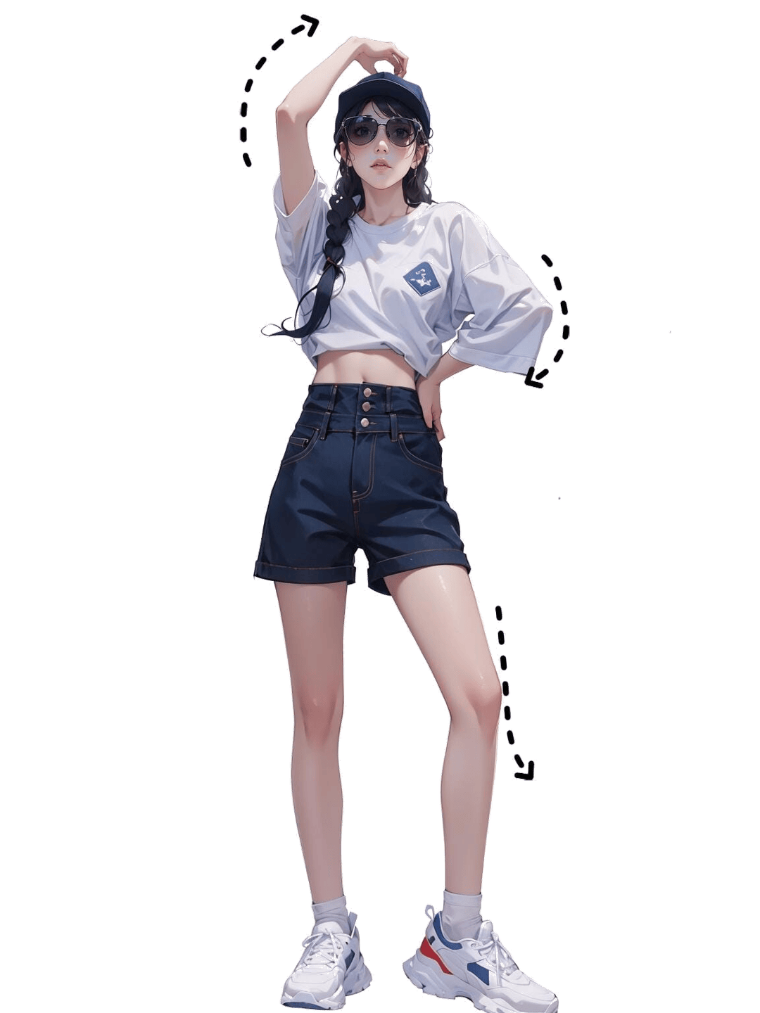 单手比心站姿