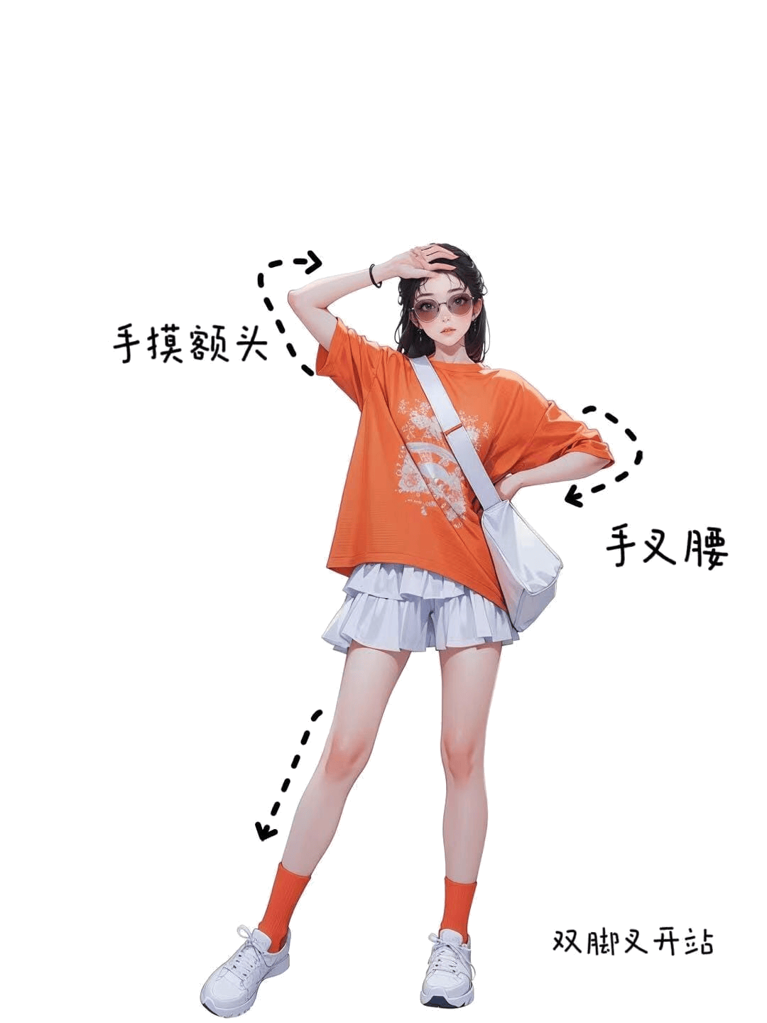 单手遮阳叉腰
