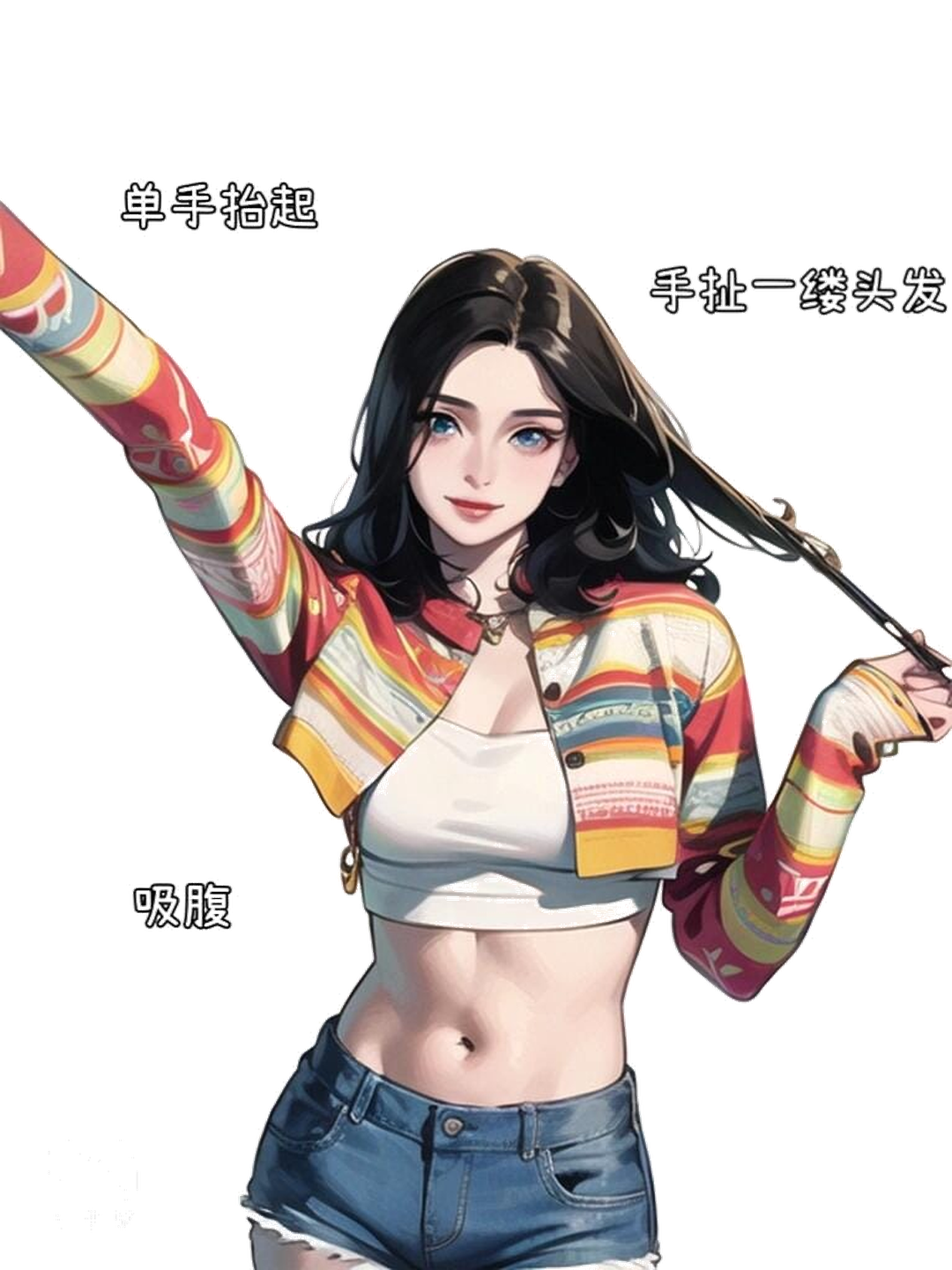 单手高举撩发