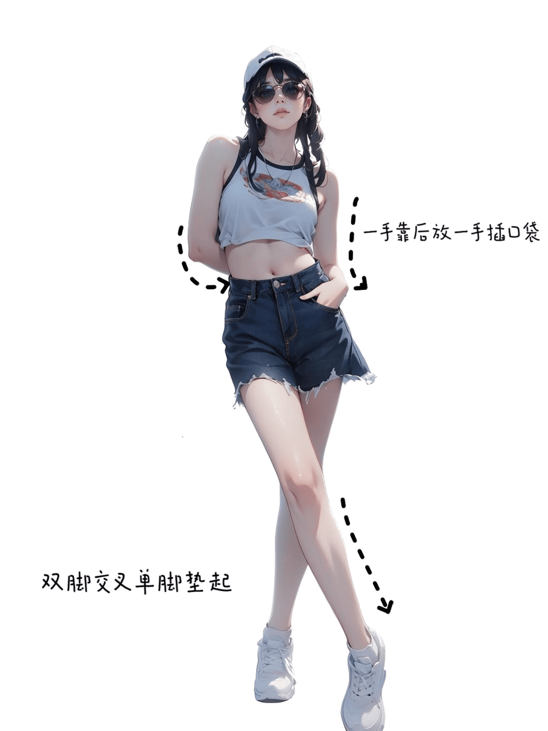 单脚交叉插兜站姿