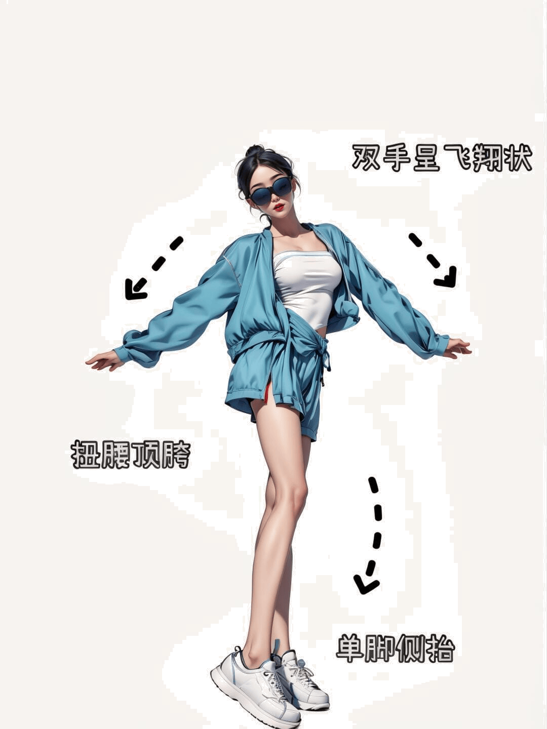 单脚侧抬飞翔姿