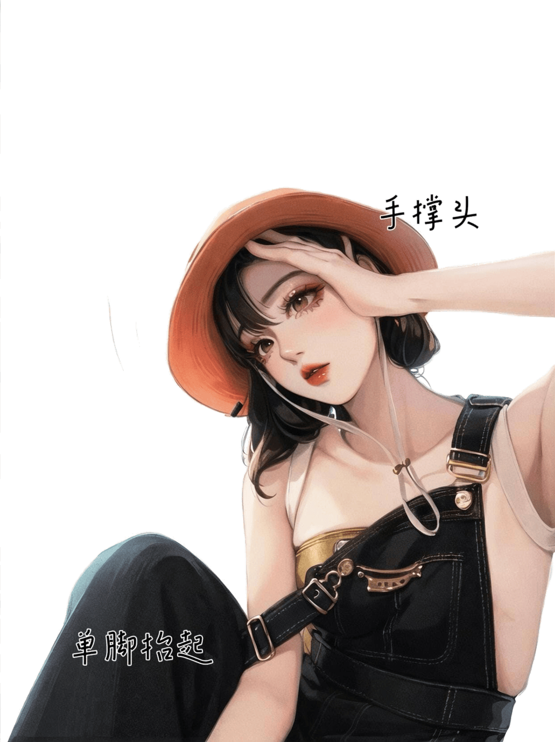 单脚抬起撑帽