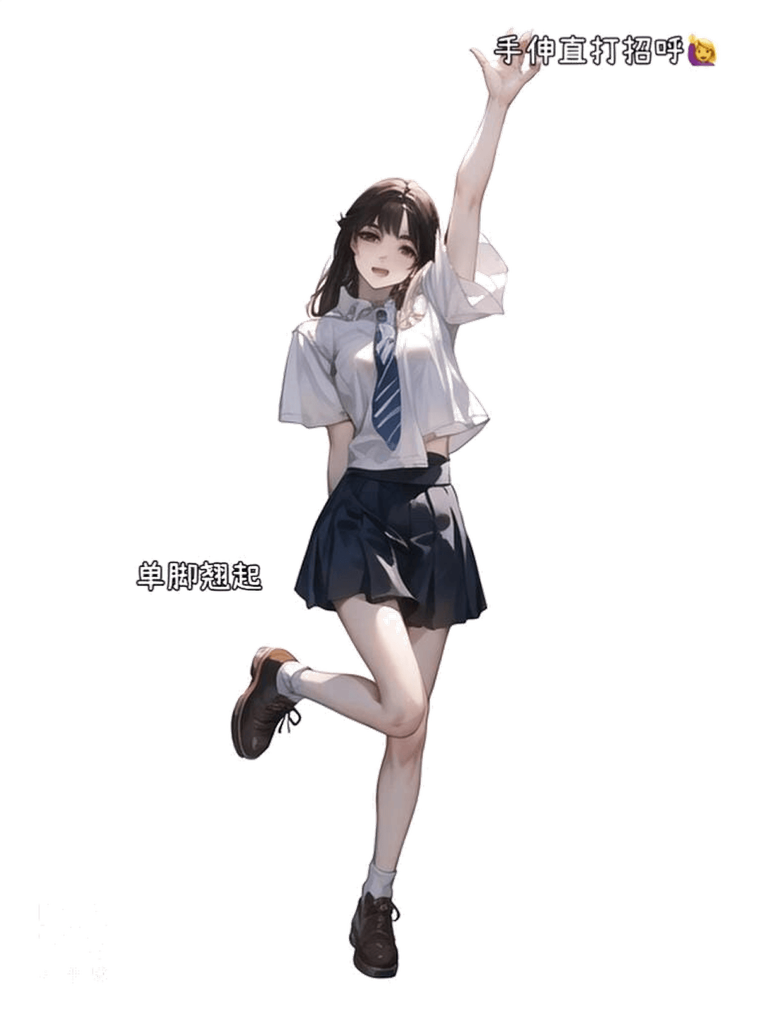 单脚跳跃打招呼