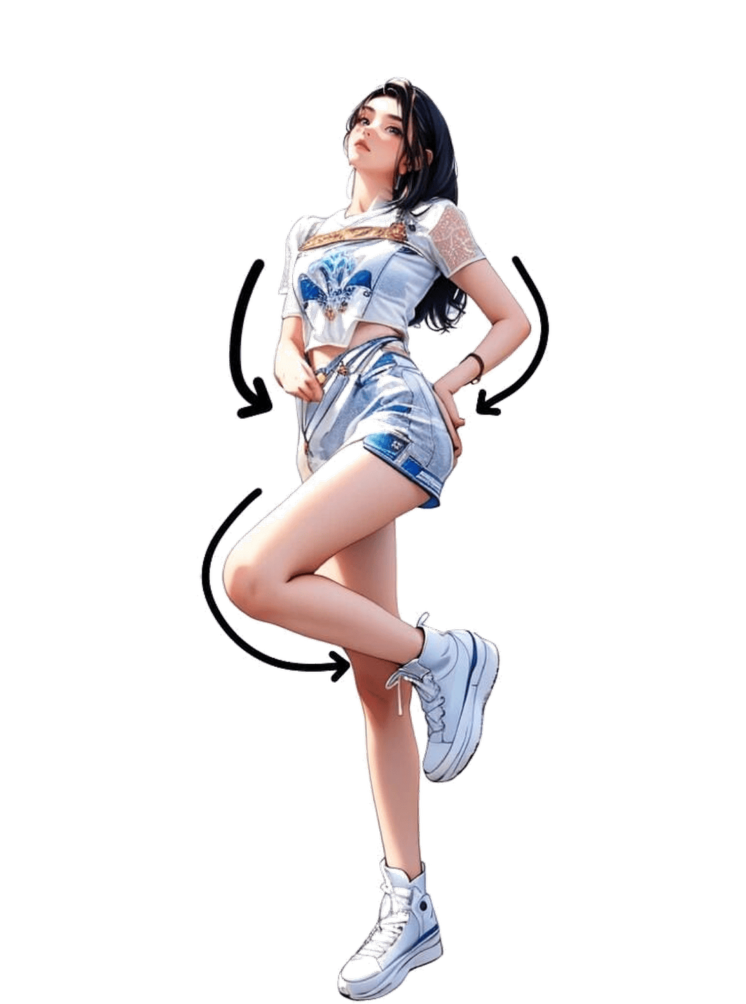 单腿交叉摆姿