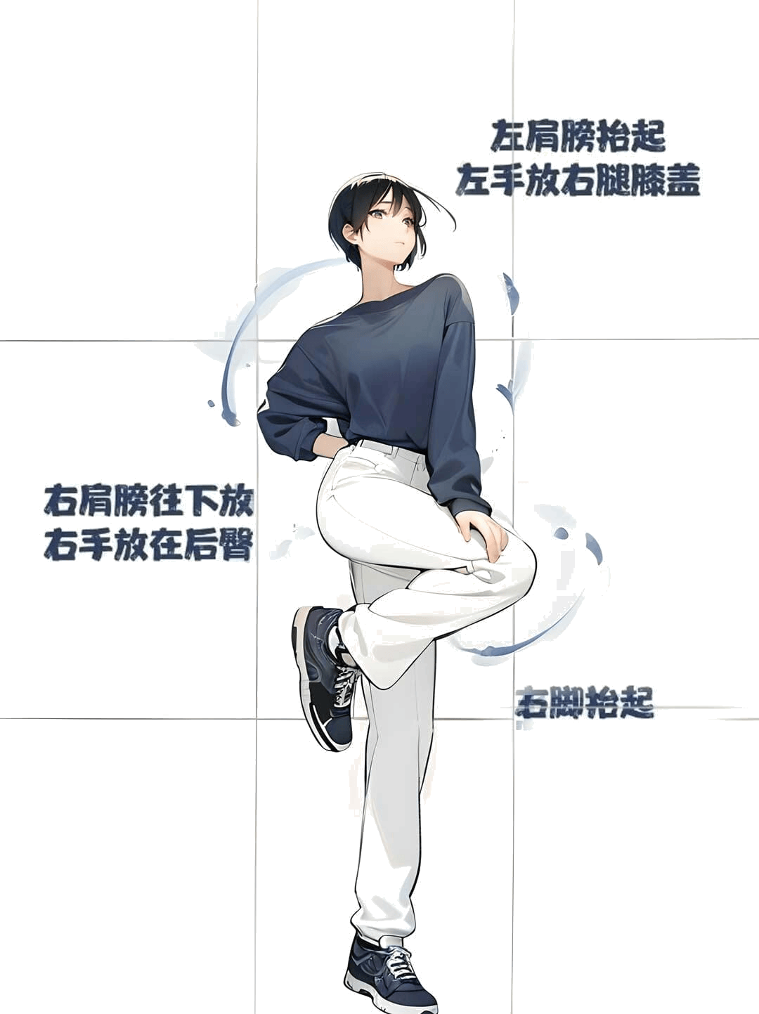 单腿交叉摆姿