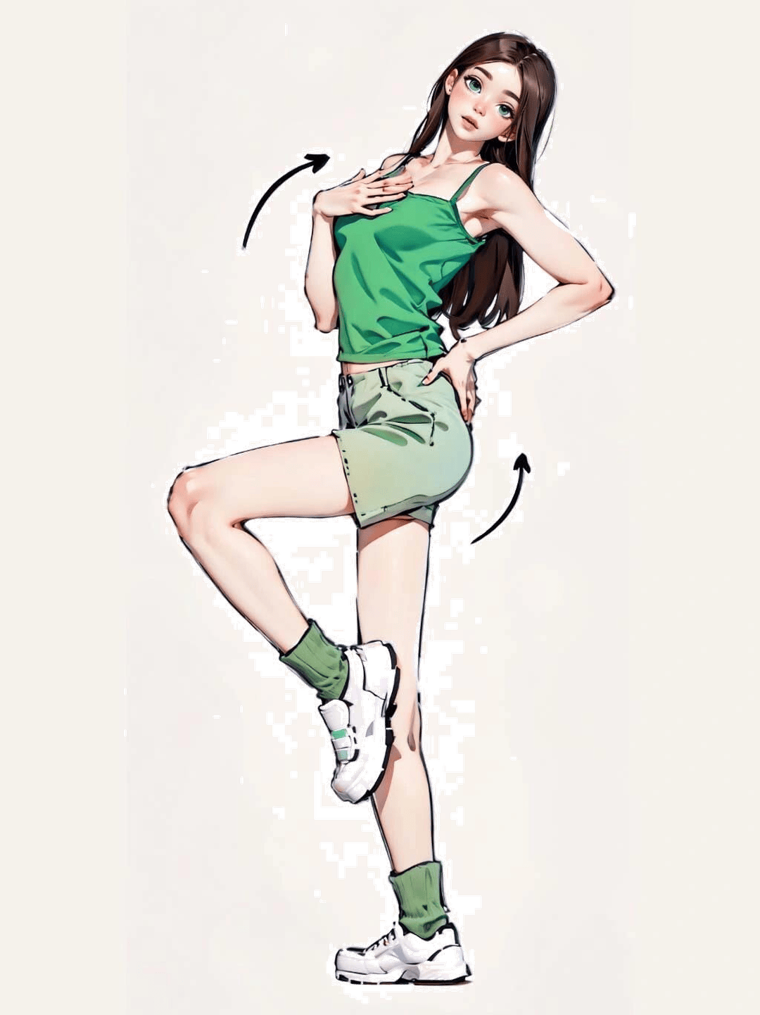 单腿屈膝摆拍