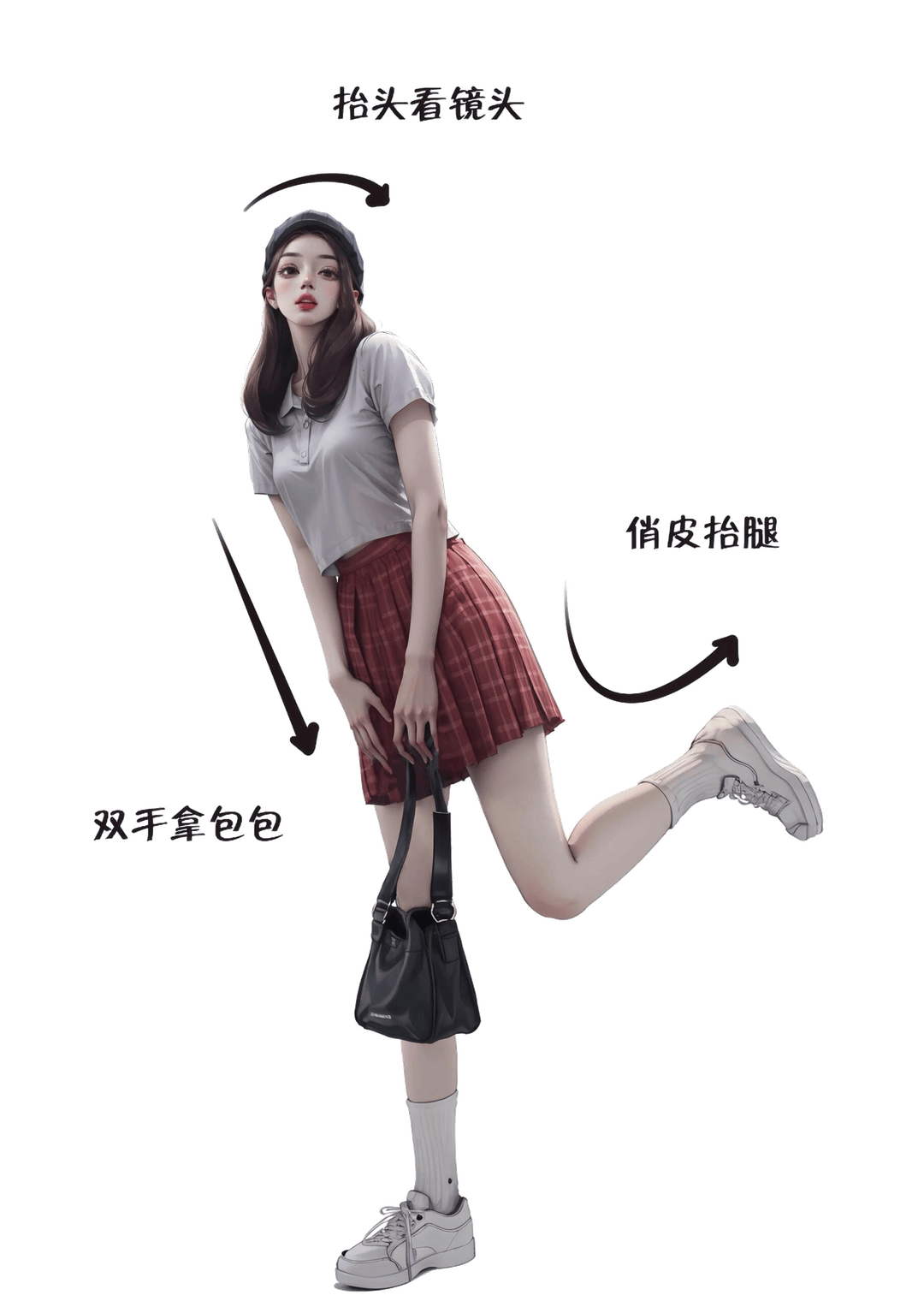 单腿抬膝持包