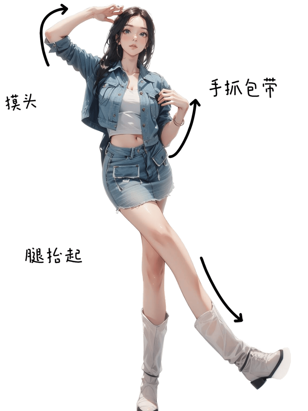 单腿抬起摆拍