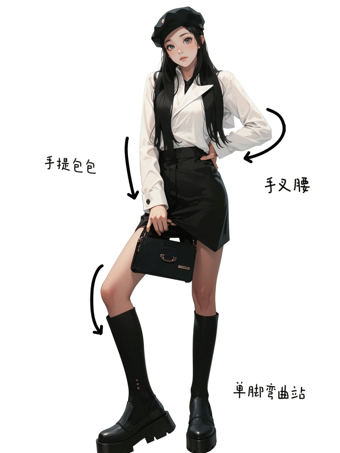 单膝微曲站姿