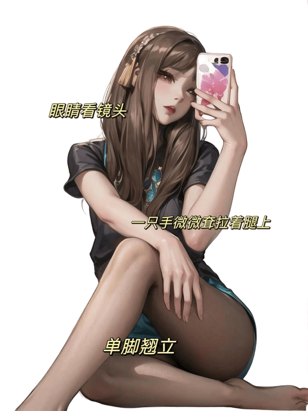 单膝抱腿自拍