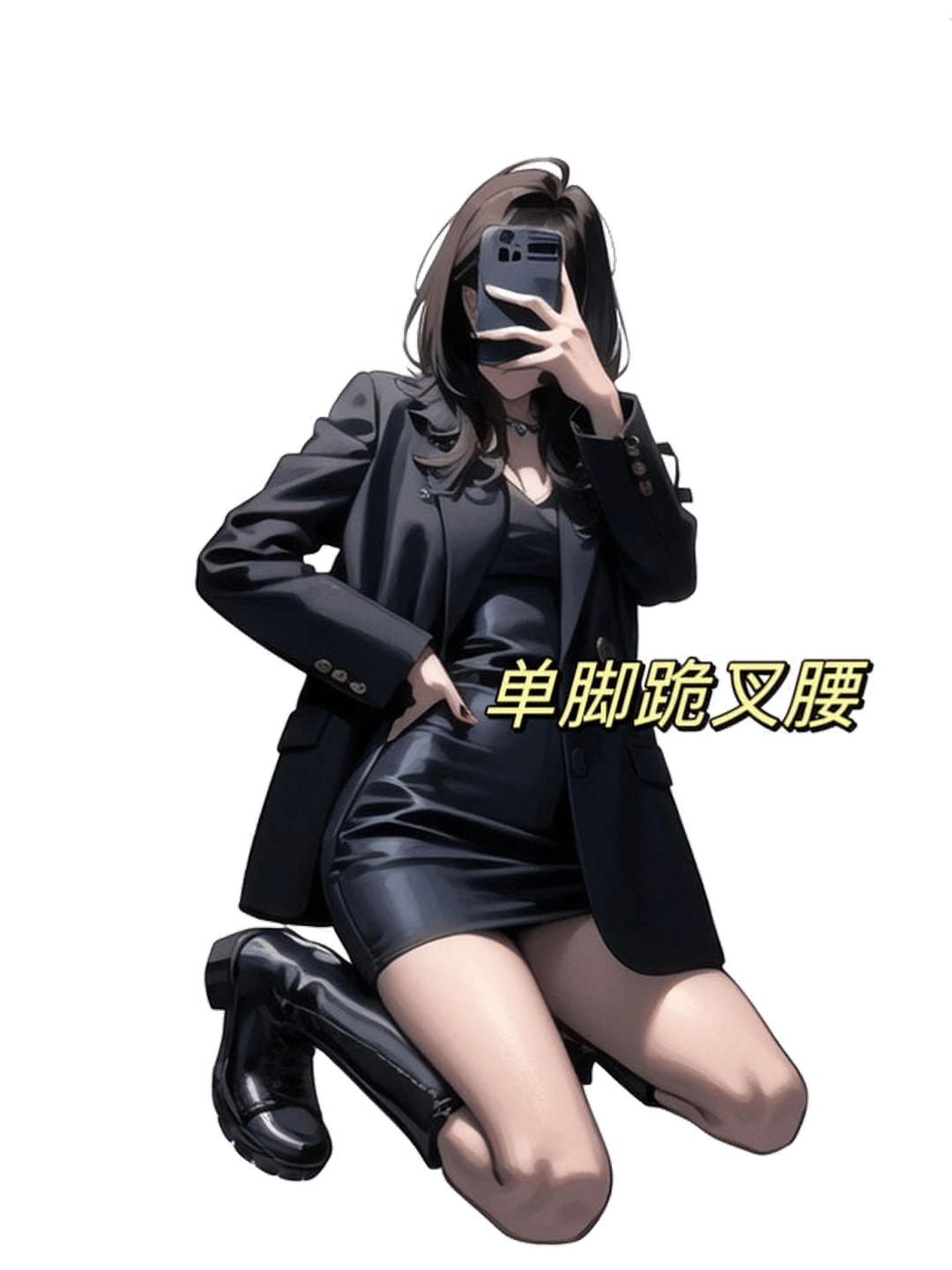 单膝跪地叉腰