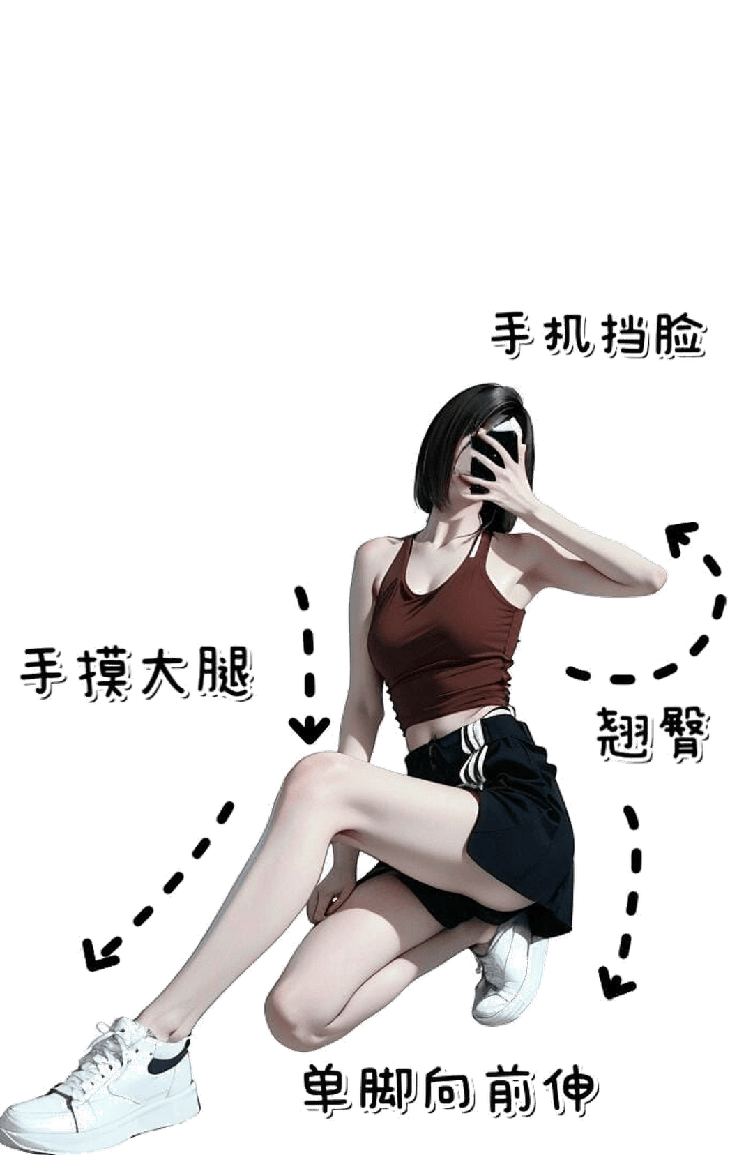单膝跪地自拍
