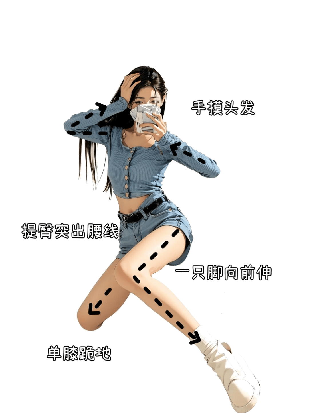 单膝跪地自拍