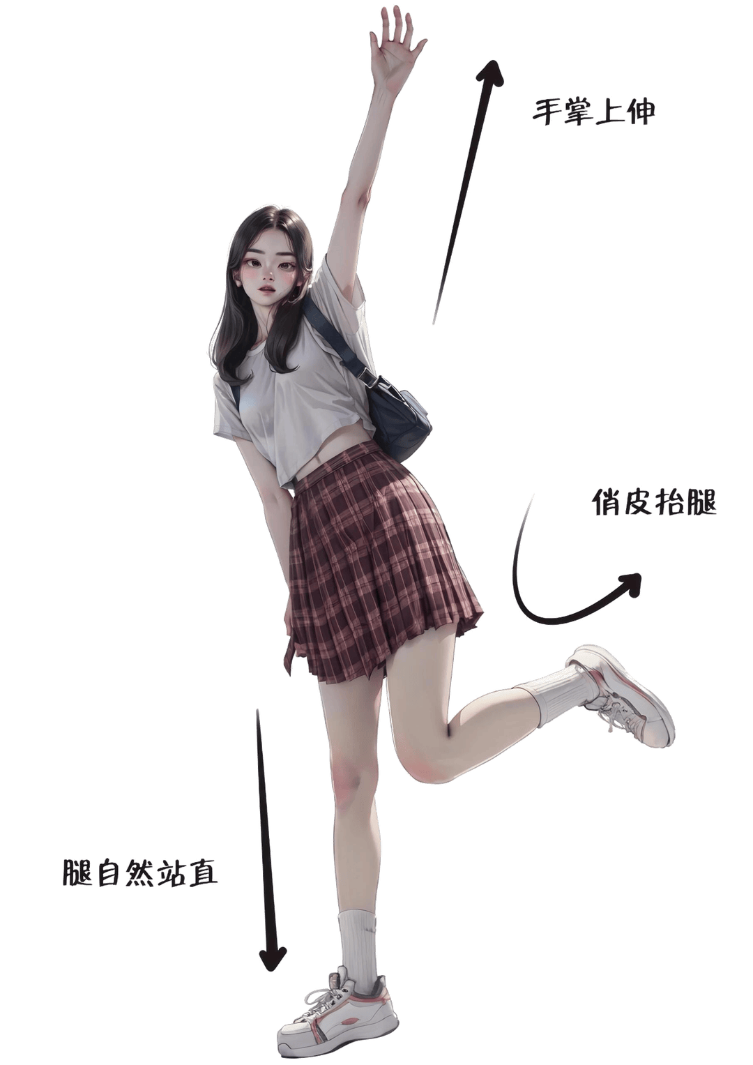 单臂高举抬腿