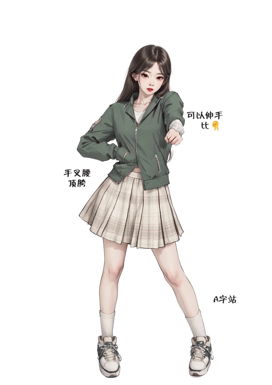 叉腰伸手比赞