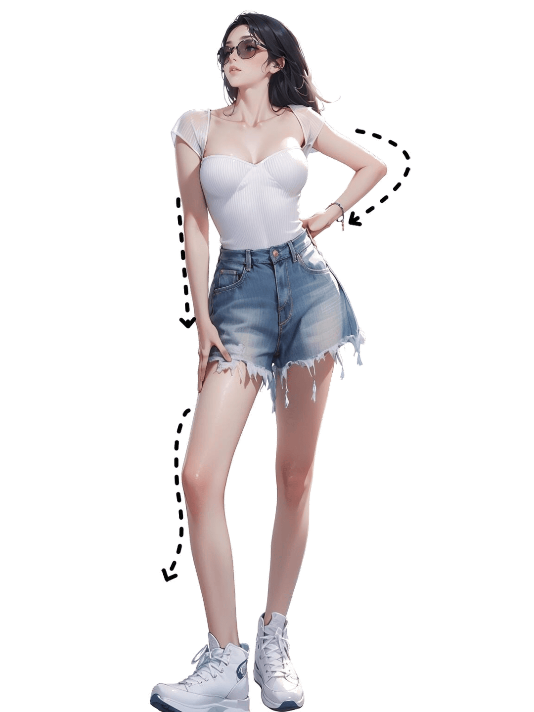 叉腰挺胸自信站