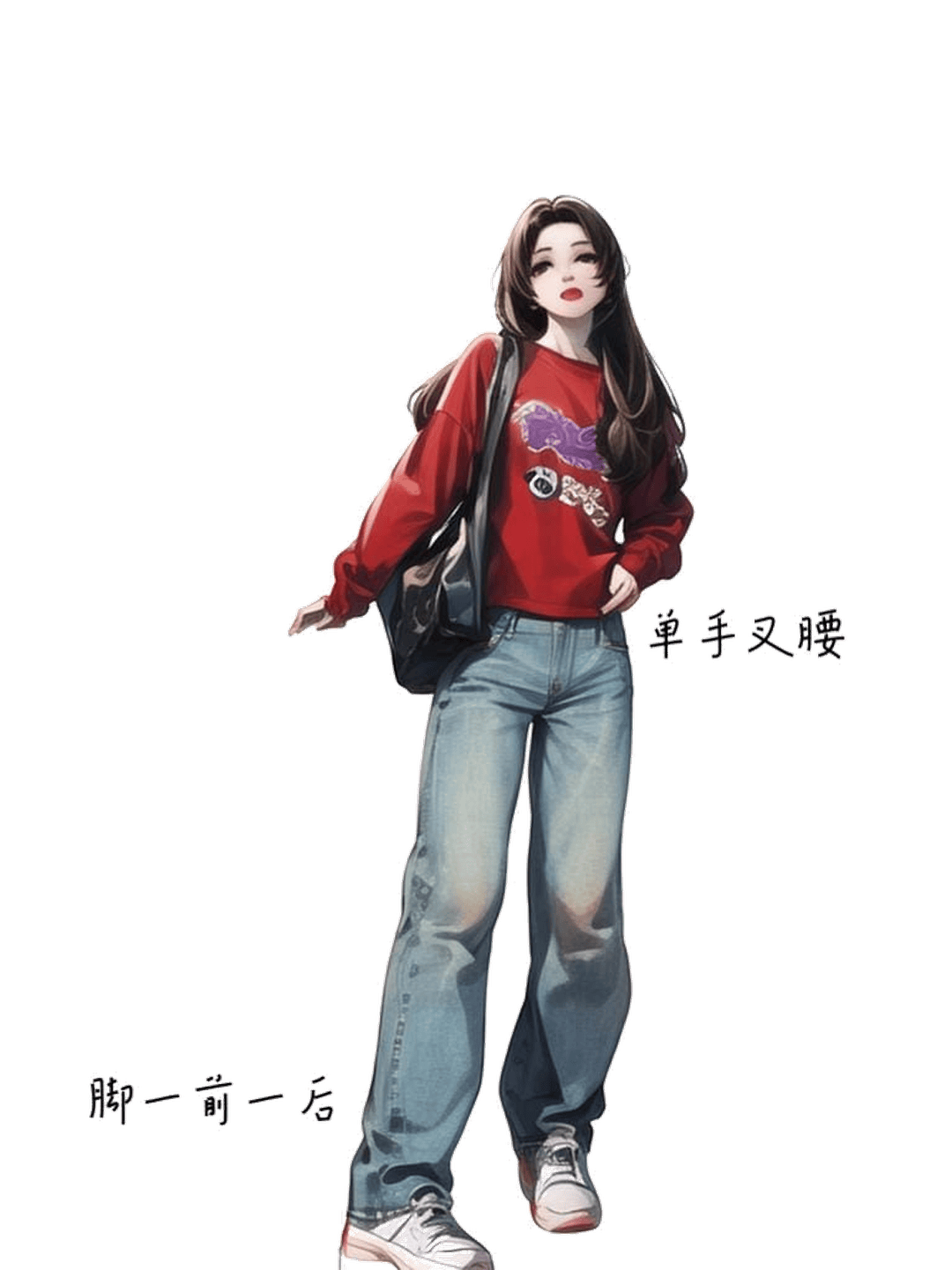 叉腰站立摆拍