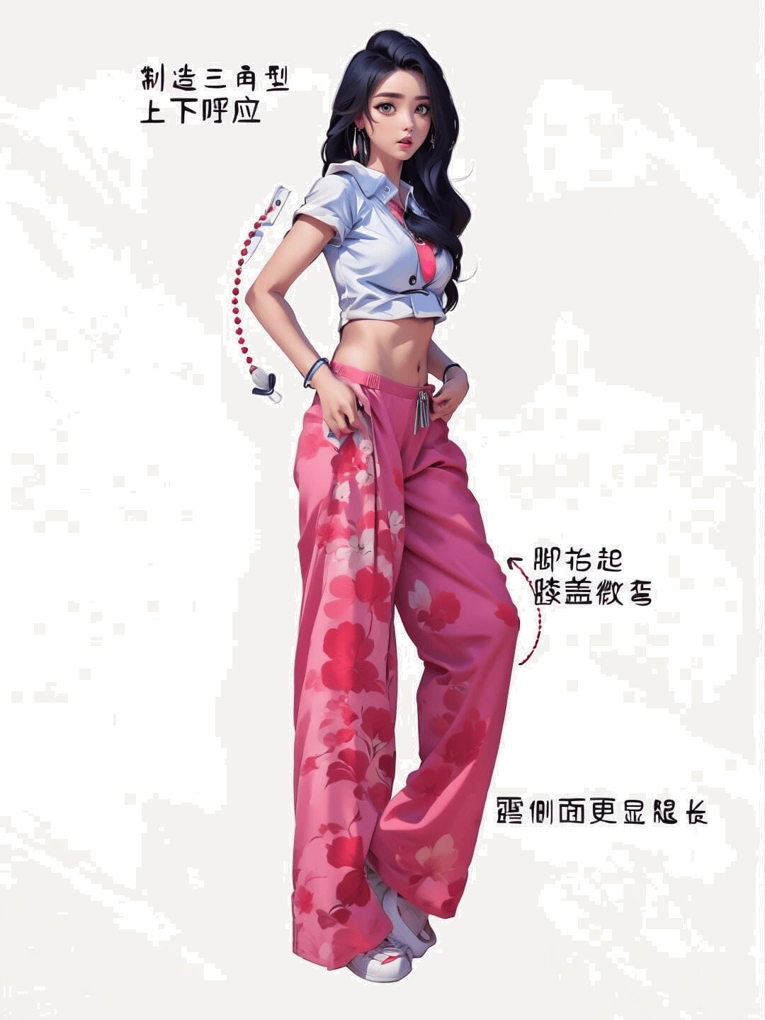 叉腰翘腿站姿