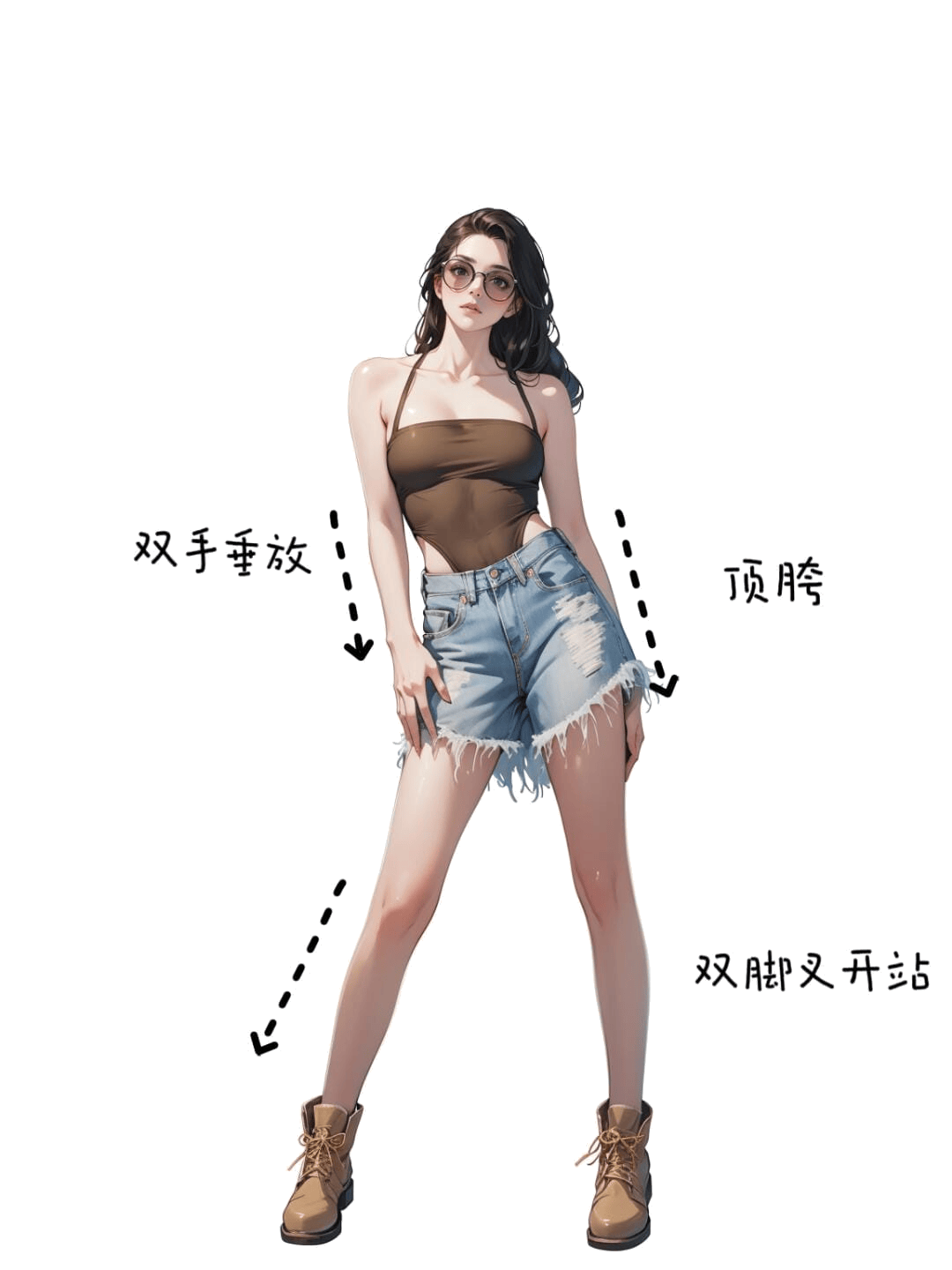 叉腰顶胯自信站姿
