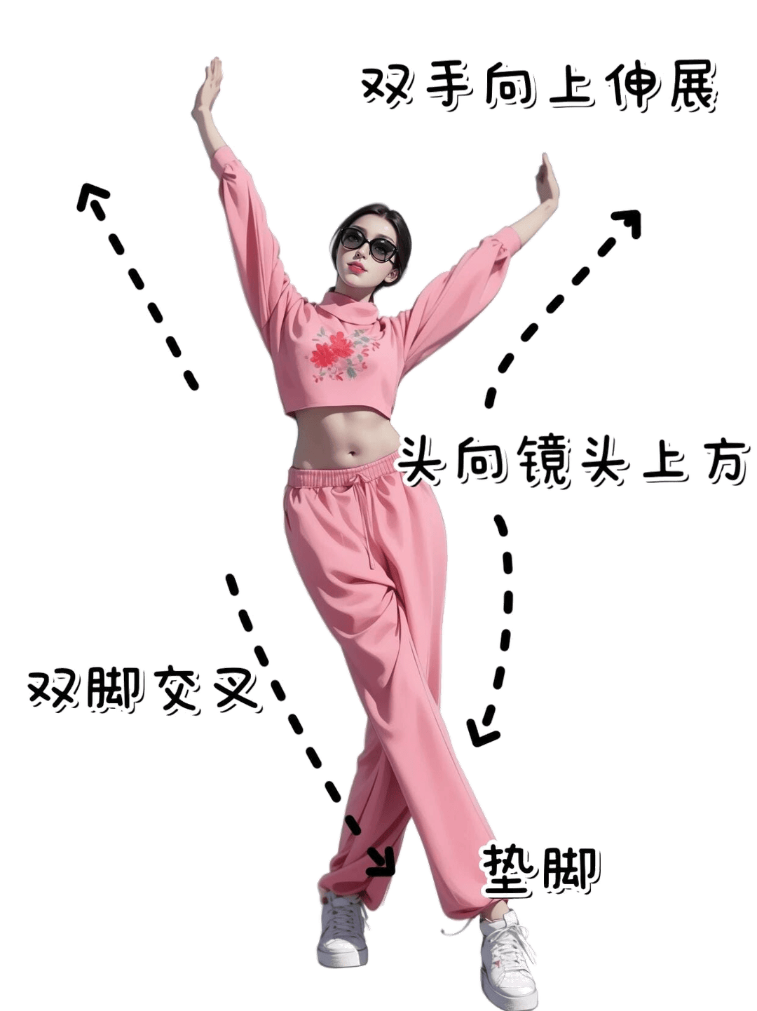 双手上举交叉步