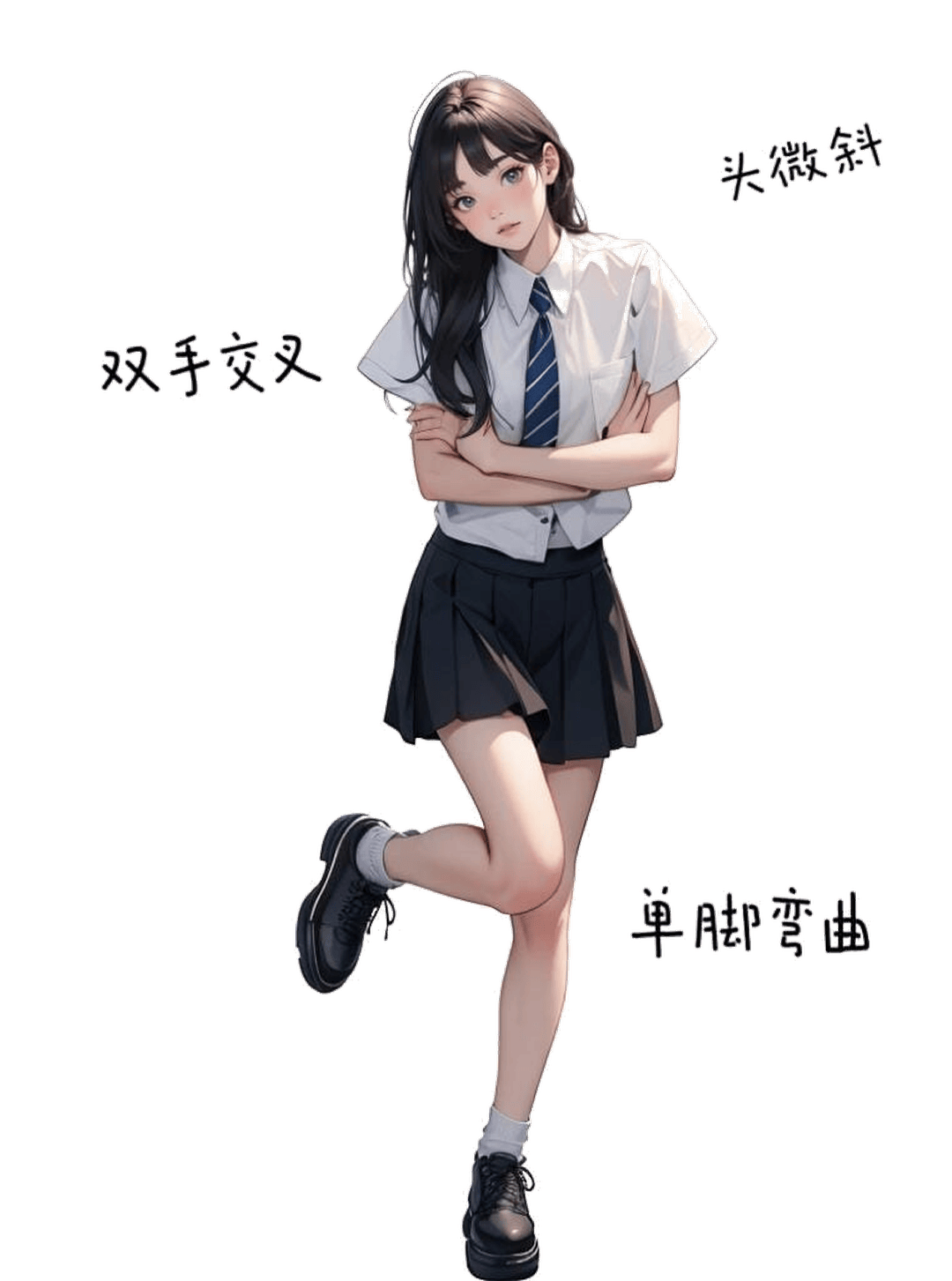 双手交叉单脚弯曲