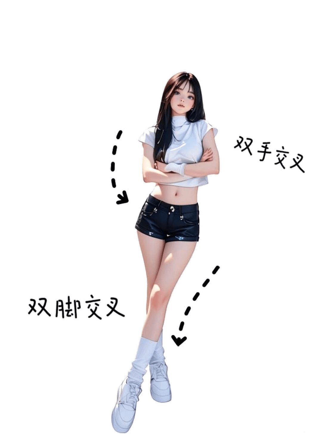 双手交叉双脚交叉