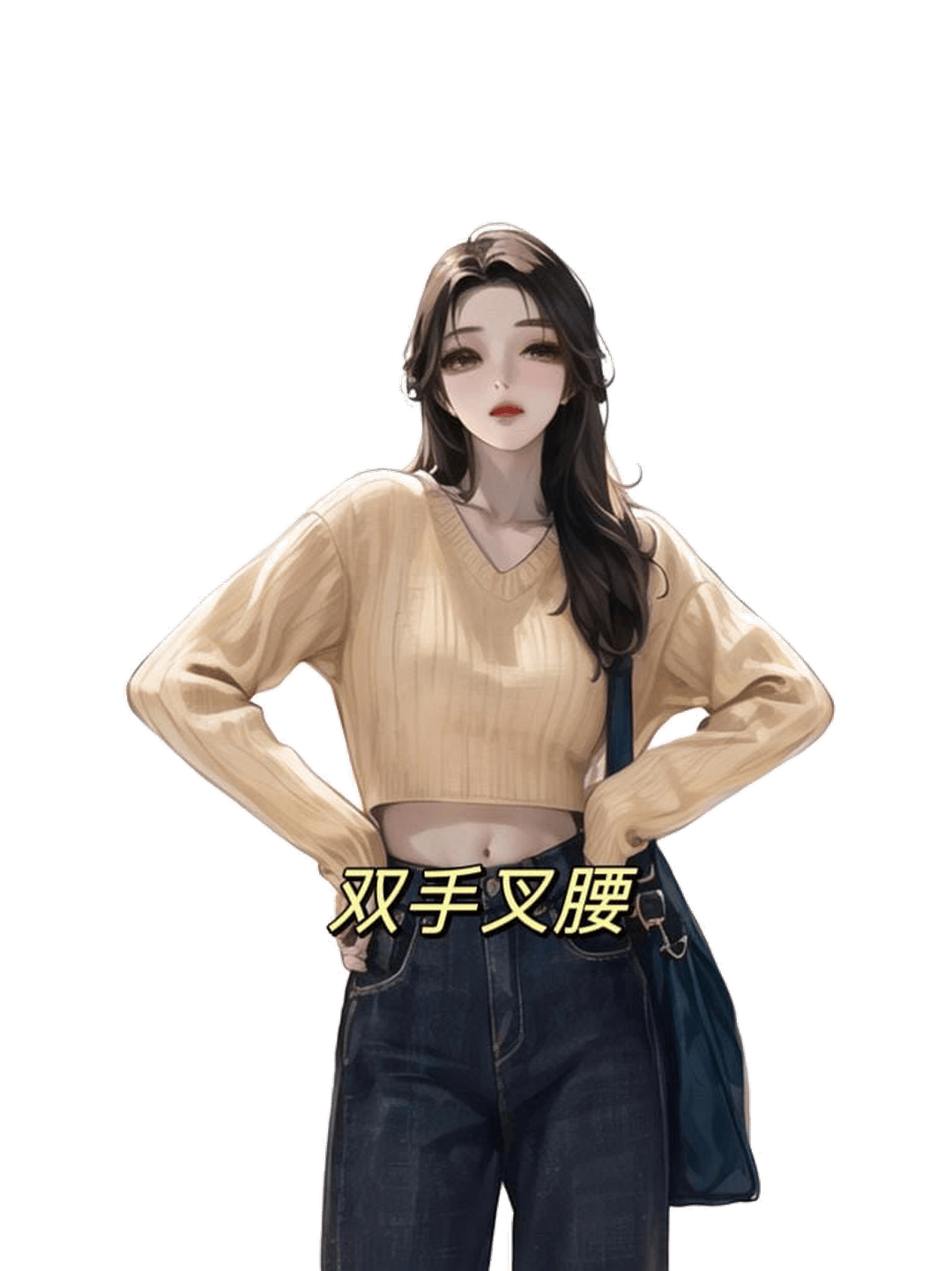 双手叉腰自信站