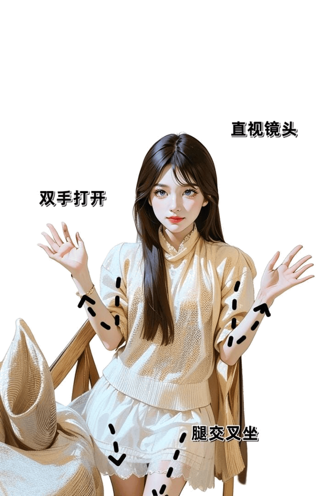 双手打开坐姿