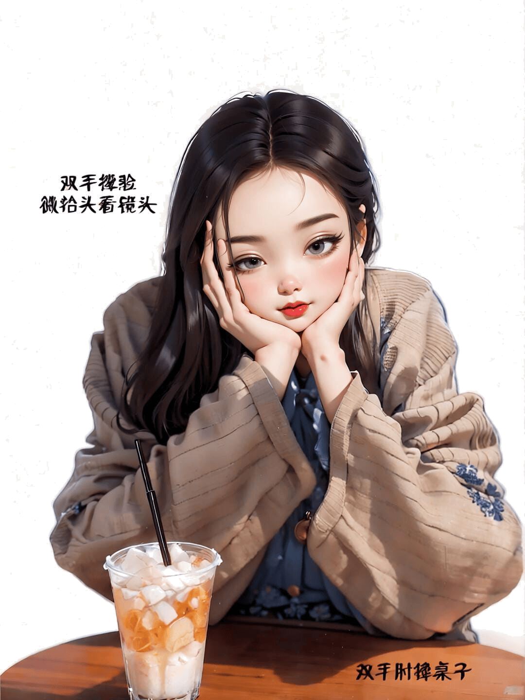 双手托腮坐姿