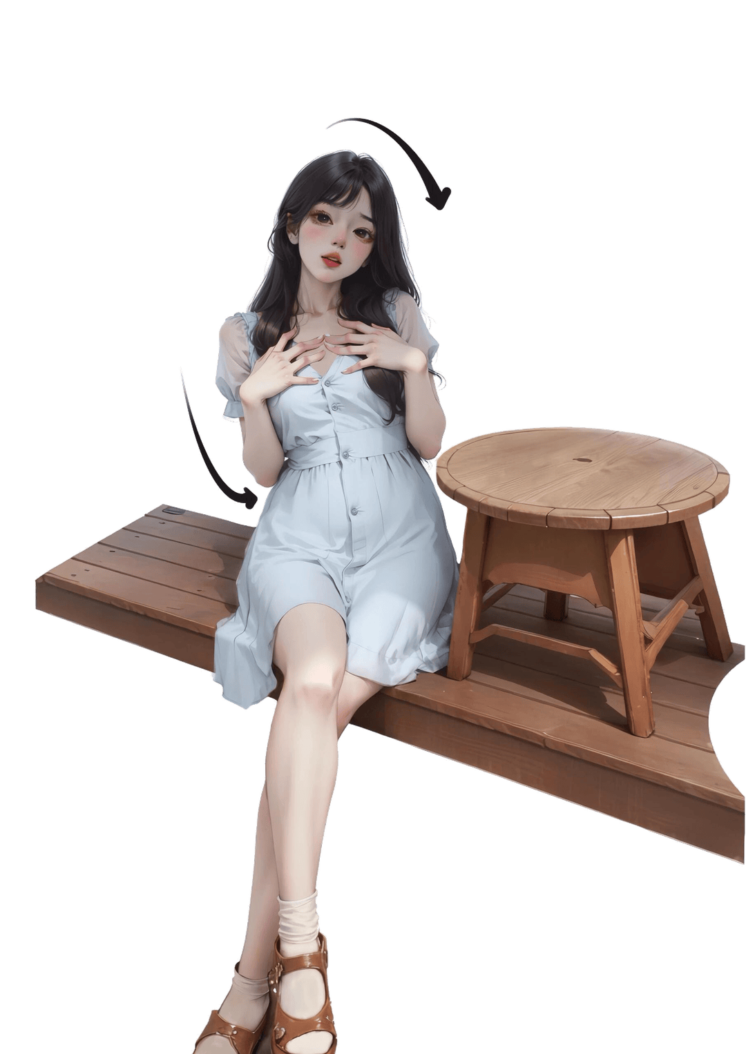 双手抚胸坐姿